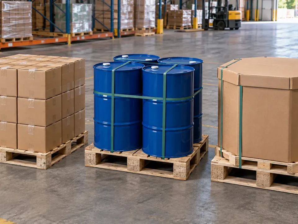 CP1, CP3, and CP9 chemical pallets shown side by side with different loads