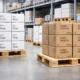 EPAL pallets for food and pharma industry stacked in a clean warehouse with packaged goods