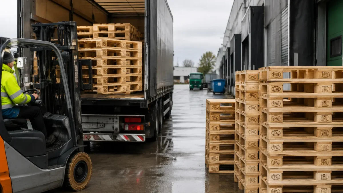 EPAL pallets exchanged at a warehouse dock supporting sustainable logistics