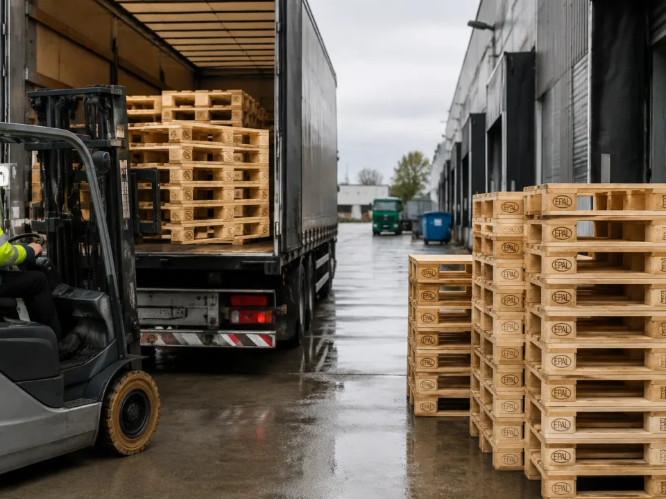 EPAL pallets exchanged at a warehouse dock supporting sustainable logistics
