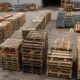 Sorted wooden pallets in a recycling and repair yard