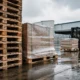 Weather-resistant pallets used for outdoor warehouse storage and logistics operations during wet weather conditions