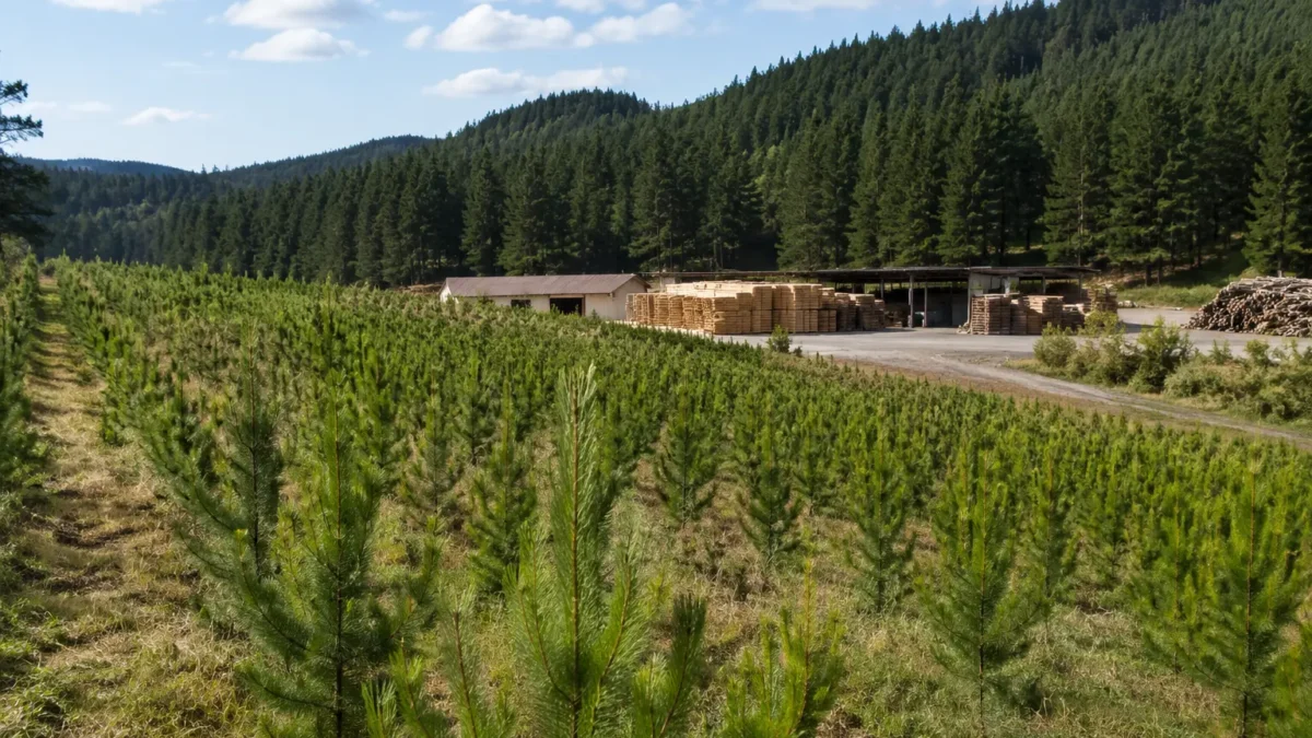 Managed pine plantation forest used for sustainable pallet timber